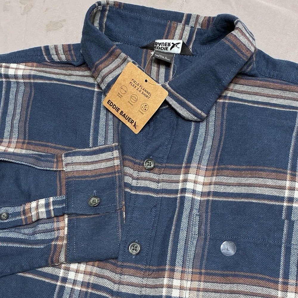 Eddie Bauer Field Flannel Flex 2.0 Men's Large L/S Button-Down Shirt NWT